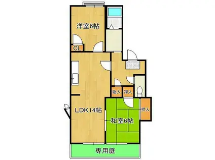 ターフ竹馬(2LDK/1階)の間取り写真