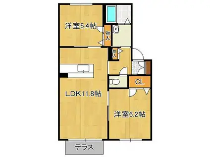 リバプールⅡ番館(2LDK/1階)の間取り写真