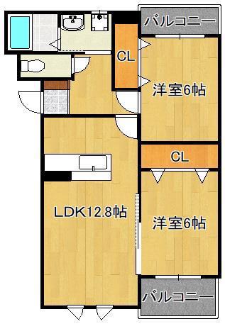 プライムスクエア(2LDK/1階)の間取り写真