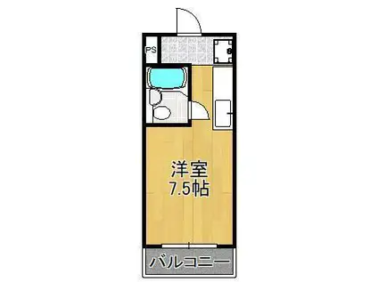 アートシティ小波瀬(ワンルーム/1階)の間取り写真