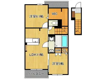 アドーニスⅡ(2LDK/2階)の間取り写真