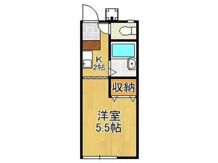 パナハイツ(1K/1階)の間取り写真