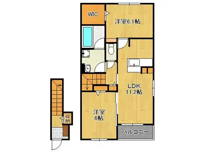 ベンティスカ(2LDK/2階)の間取り写真