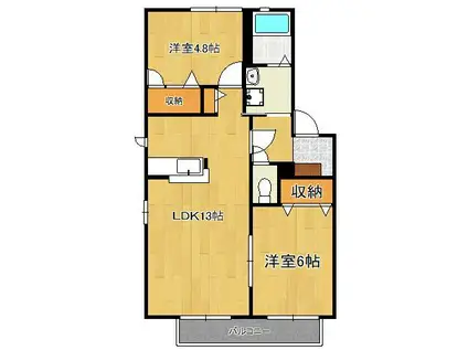 リジェール尾倉パートⅡ A棟(2LDK/2階)の間取り写真