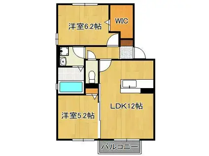ウィング富久 A棟(2LDK/2階)の間取り写真