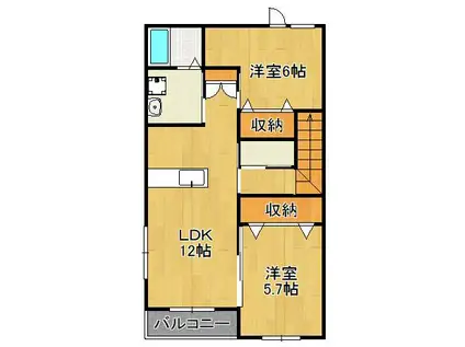 ハイマート雨窪(2LDK/2階)の間取り写真