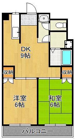 苅田グリーンマンション(2DK/7階)の間取り写真