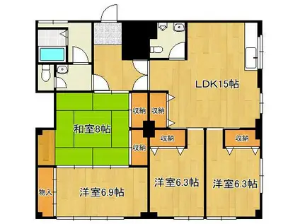 苅田グリーンマンション(4LDK/2階)の間取り写真