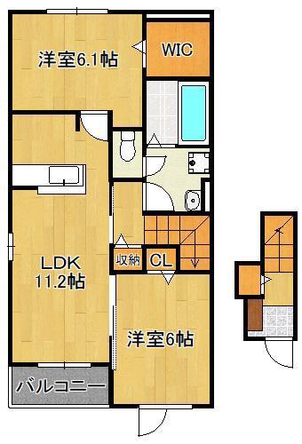 コスモス K(2LDK/2階)の間取り写真