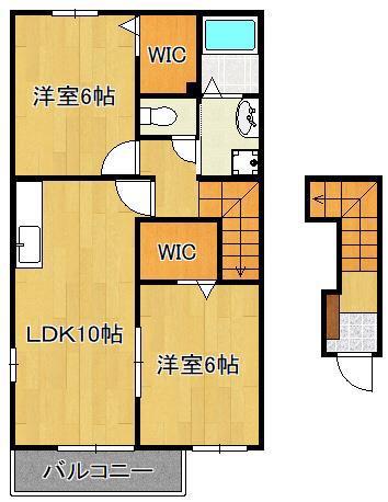 ソレイユ元町 B棟(2LDK/2階)の間取り写真