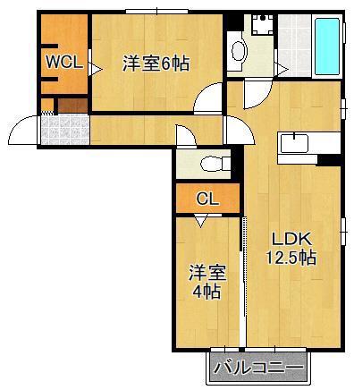 CASA FELICE C棟(2LDK/2階)の間取り写真