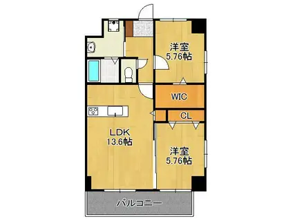THE SQUARE・CENTRAL RESIDENCE(2LDK/13階)の間取り写真