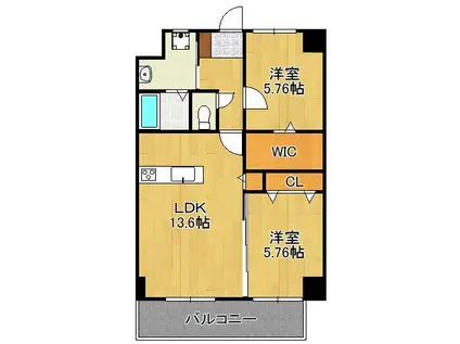 THE SQUARE・CENTRAL RESIDENCE(2LDK/13階)の間取り写真