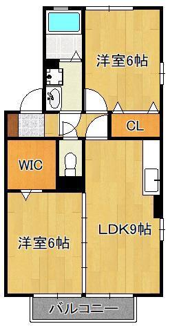 ヴェルジェ深田(2LDK/1階)の間取り写真