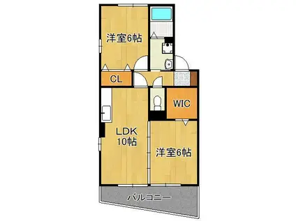 ヴェルジェ深田(2DK/1階)の間取り写真