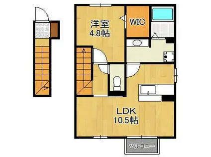 テロワール参番館(1LDK/2階)の間取り写真