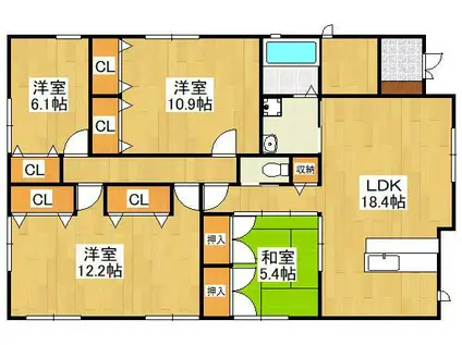 日豊本線 小波瀬西工大前駅 徒歩16分 1階建 築16年(4LDK)の間取り写真