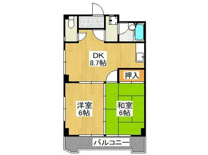 コラソンKANDA(2DK/3階)の間取り写真