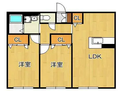 エスポワールKMⅡ B棟(2LDK/1階)の間取り写真
