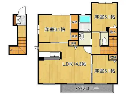 シャーメゾンKT  B棟(3LDK/2階)の間取り写真