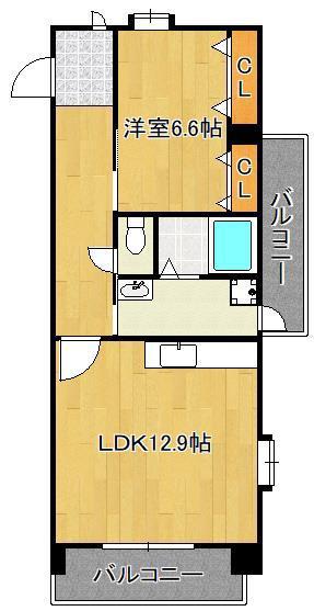 ラピュタ(1LDK/9階)の間取り写真