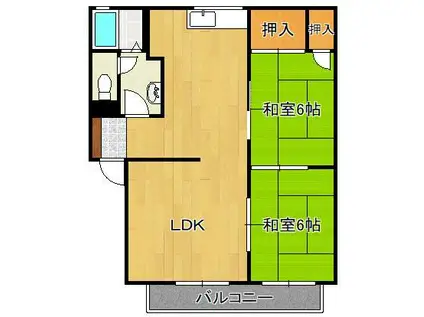 P-ARK曽根 E棟(2LDK/1階)の間取り写真