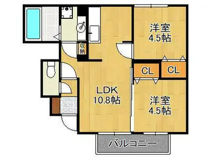 日豊本線 苅田駅 徒歩13分 2階建 築9年(2LDK/1階)の間取り写真