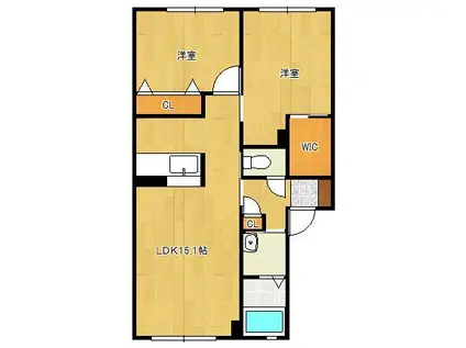 ドミール東貫A棟(2LDK/1階)の間取り写真