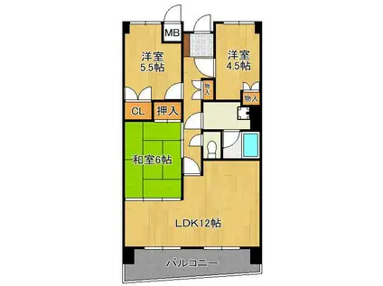 パレス下曽根駅南407(3LDK/4階)の間取り写真