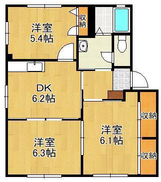 シャーメゾン光国 A(3DK/1階)の間取り写真