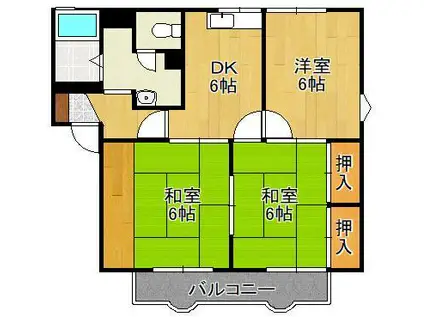 ソレムおばせⅠ C棟(3DK/2階)の間取り写真