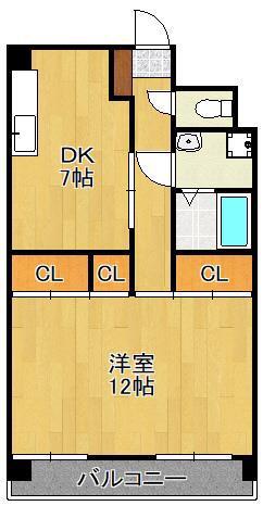苅田鳳城ビル(1DK/1階)の間取り写真