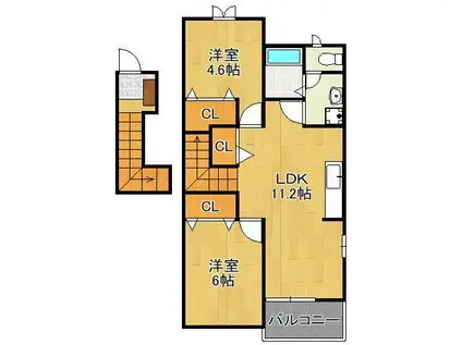 ソレアードヴィラ(2LDK/2階)の間取り写真