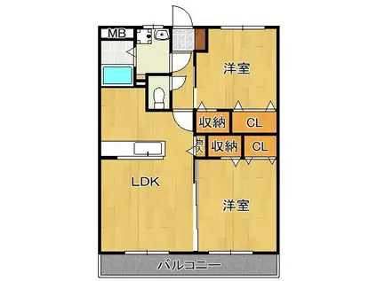 ユーミーユーフォリア中曽根(2LDK/1階)の間取り写真