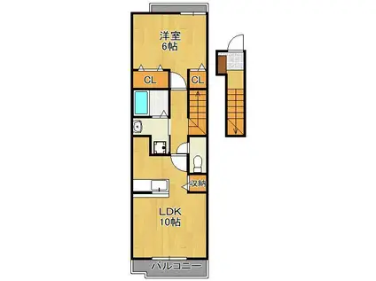 アーバン・フォレストC(1LDK/2階)の間取り写真