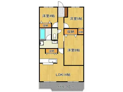 鬼丸ビル(3LDK/2階)の間取り写真