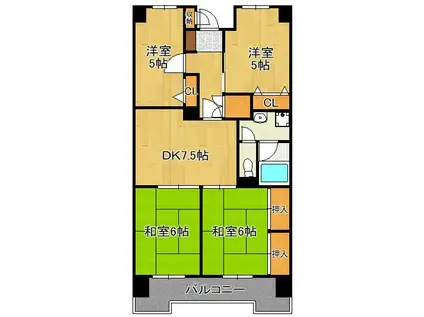 エクレール朽網Ⅱ(4DK/8階)の間取り写真