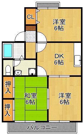 セジュール柏B棟(3DK/1階)の間取り写真