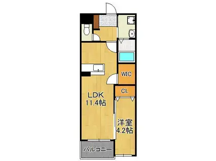 MDIプラデリビオ行橋駅前(1LDK/3階)の間取り写真