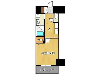 テゾーロ行橋(1K/4階)の間取り写真