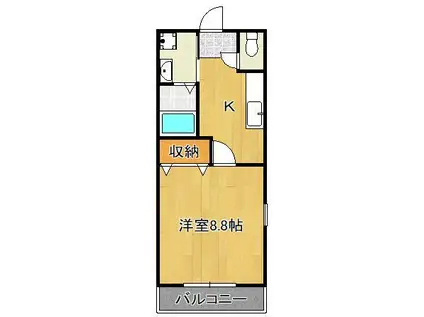 プロニティ行橋C(1K/1階)の間取り写真