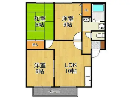 チェリーハイツC棟(3LDK/2階)の間取り写真