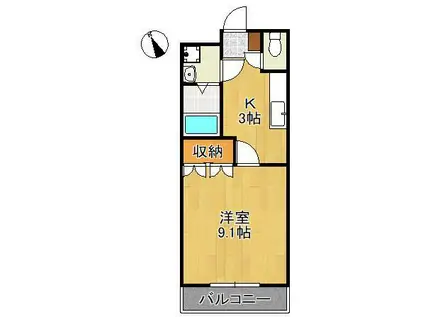 フェリチェ(1K/1階)の間取り写真