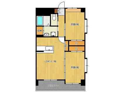 ピースグレース(2LDK/6階)の間取り写真