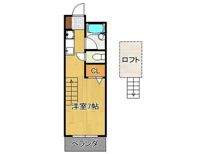 オアシス小倉東(ワンルーム/2階)の間取り写真