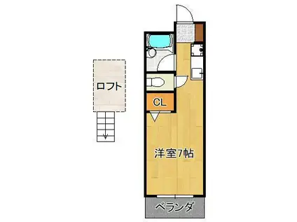 オアシス小倉東(ワンルーム/2階)の間取り写真