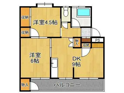 COBOL KUZUHARA(2DK/2階)の間取り写真