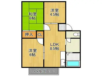サクセス葛原A棟(3LDK/1階)の間取り写真