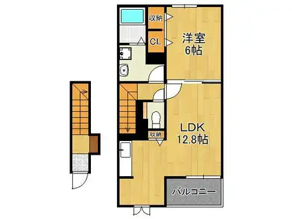 パストラル レーンD(1LDK/2階)の間取り写真
