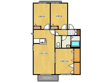 グリーンフィールド曽根  D棟(3LDK/2階)の間取り写真